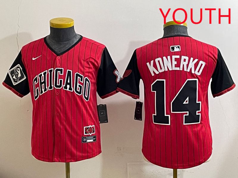 Youth 2025 Chicago White Sox #14 Konerko Red Stripe Joint Name Nike MLB Jersey style 12